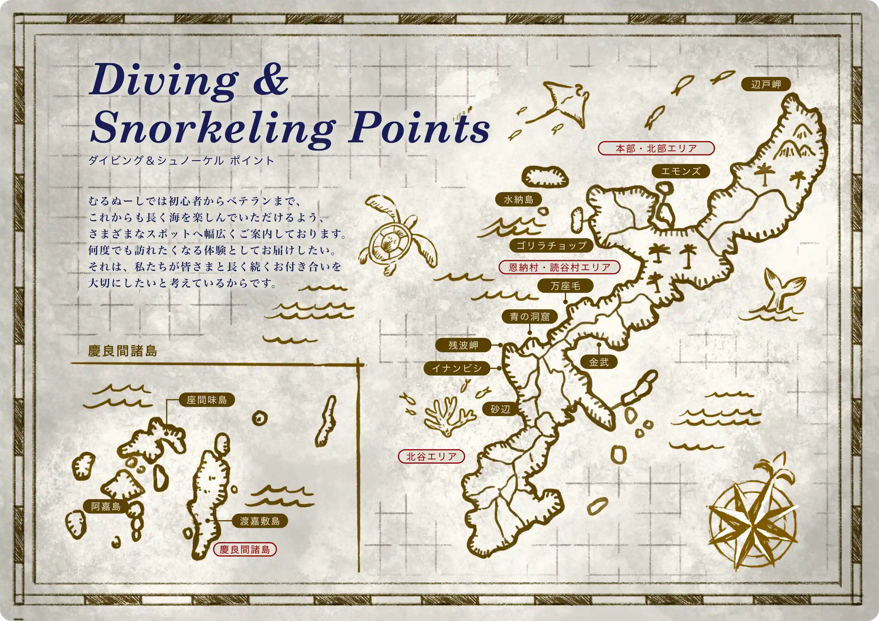 ダイビング・シュノーケルポイントの地図